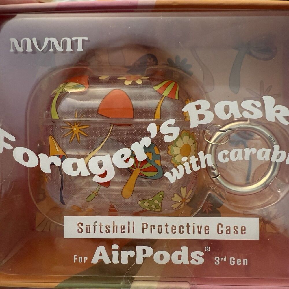 MVMT Foragers Basket Protective Case AirPods 3rd Generation Carabiner Mushrooms